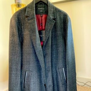John Varvatos Star USA Topcoat with leather trim